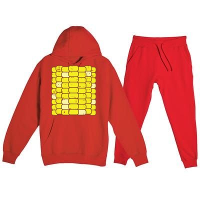 Corn Halloween Costume Funny Foodie Farmer Premium Hooded Sweatsuit Set