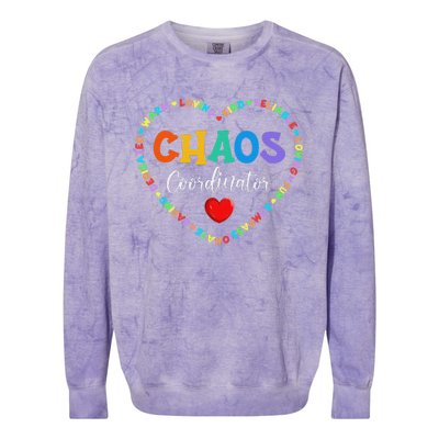 Cute Heart Chaos Coordinator Funny First Day of School Colorblast Crewneck Sweatshirt