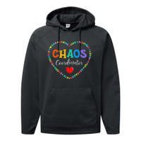 Cute Heart Chaos Coordinator Funny First Day of School Performance Fleece Hoodie