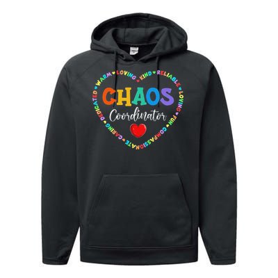 Cute Heart Chaos Coordinator Funny First Day of School Performance Fleece Hoodie