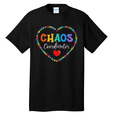 Cute Heart Chaos Coordinator Funny First Day of School Tall T-Shirt