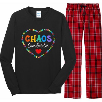 Cute Heart Chaos Coordinator Funny First Day of School Long Sleeve Pajama Set