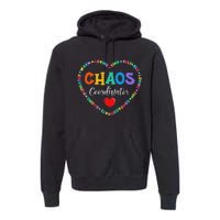 Cute Heart Chaos Coordinator Funny First Day of School Premium Hoodie