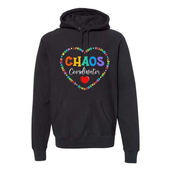 Cute Heart Chaos Coordinator Funny First Day of School Premium Hoodie