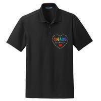 Cute Heart Chaos Coordinator Funny First Day of School Dry Zone Grid Polo