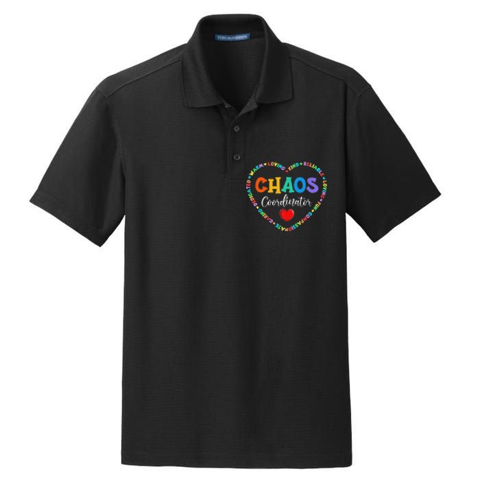 Cute Heart Chaos Coordinator Funny First Day of School Dry Zone Grid Polo