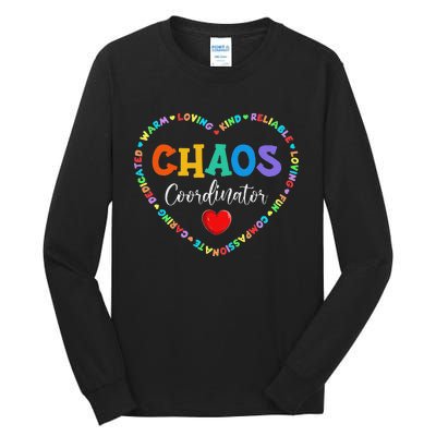 Cute Heart Chaos Coordinator Funny First Day of School Tall Long Sleeve T-Shirt