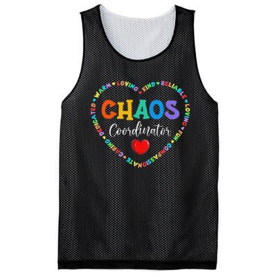 Cute Heart Chaos Coordinator Funny First Day of School Mesh Reversible Basketball Jersey Tank