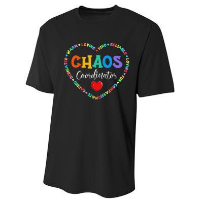 Cute Heart Chaos Coordinator Funny First Day of School Performance Sprint T-Shirt