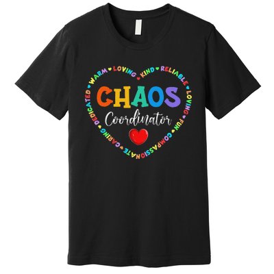 Cute Heart Chaos Coordinator Funny First Day of School Premium T-Shirt