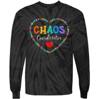 Cute Heart Chaos Coordinator Funny First Day of School Tie-Dye Long Sleeve Shirt