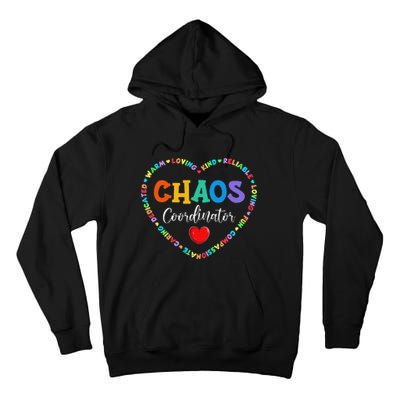 Cute Heart Chaos Coordinator Funny First Day of School Tall Hoodie