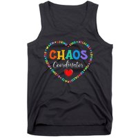 Cute Heart Chaos Coordinator Funny First Day of School Tank Top