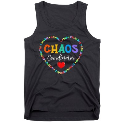 Cute Heart Chaos Coordinator Funny First Day of School Tank Top