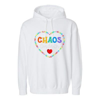 Cute Heart Chaos Coordinator Funny First Day of School Garment-Dyed Fleece Hoodie