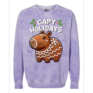 Capy Holidays Christmas Baking Gingerbread Cookie Capybara Colorblast Crewneck Sweatshirt