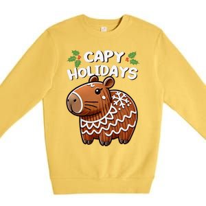 Capy Holidays Christmas Baking Gingerbread Cookie Capybara Premium Crewneck Sweatshirt