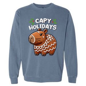 Capy Holidays Christmas Baking Gingerbread Cookie Capybara Garment-Dyed Sweatshirt