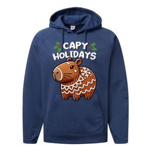 Capy Holidays Christmas Baking Gingerbread Cookie Capybara Performance Fleece Hoodie