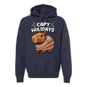 Capy Holidays Christmas Baking Gingerbread Cookie Capybara Premium Hoodie