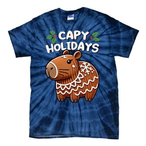 Capy Holidays Christmas Baking Gingerbread Cookie Capybara Tie-Dye T-Shirt