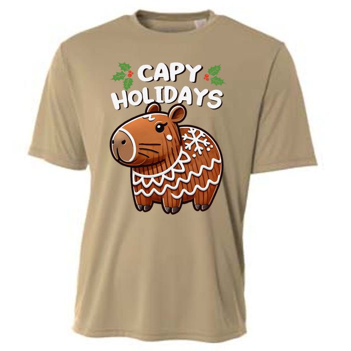 Capy Holidays Christmas Baking Gingerbread Cookie Capybara Cooling Performance Crew T-Shirt