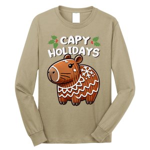 Capy Holidays Christmas Baking Gingerbread Cookie Capybara Long Sleeve Shirt