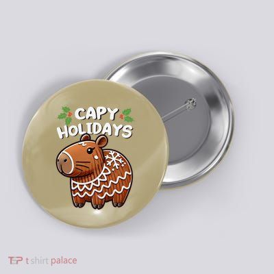 Capy Holidays Christmas Baking Gingerbread Cookie Capybara Button