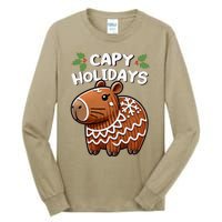 Capy Holidays Christmas Baking Gingerbread Cookie Capybara Tall Long Sleeve T-Shirt