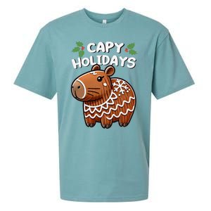 Capy Holidays Christmas Baking Gingerbread Cookie Capybara Sueded Cloud Jersey T-Shirt