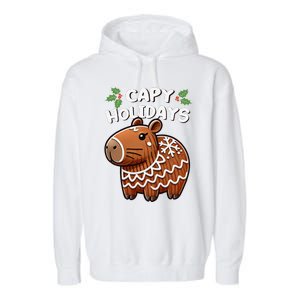 Capy Holidays Christmas Baking Gingerbread Cookie Capybara Garment-Dyed Fleece Hoodie