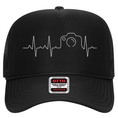 camera heartbeat cute love photography High Crown Mesh Back Trucker Hat