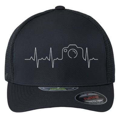 camera heartbeat cute love photography Flexfit Unipanel Trucker Cap