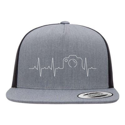 camera heartbeat cute love photography Flat Bill Trucker Hat