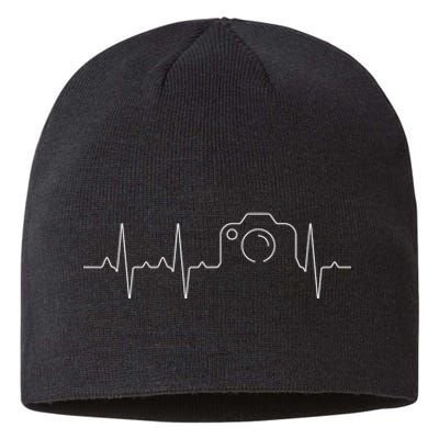 camera heartbeat cute love photography Sustainable Beanie