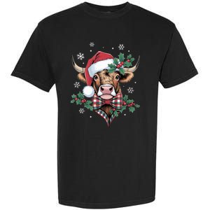 Christmas Highland Cow Buffalo Plaid Cute Moo Cow Xmas Garment-Dyed Heavyweight T-Shirt