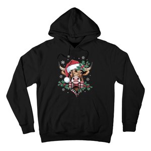 Christmas Highland Cow Buffalo Plaid Cute Moo Cow Xmas Hoodie