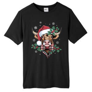 Christmas Highland Cow Buffalo Plaid Cute Moo Cow Xmas Tall Fusion ChromaSoft Performance T-Shirt