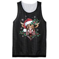 Christmas Highland Cow Buffalo Plaid Cute Moo Cow Xmas Mesh Reversible Basketball Jersey Tank