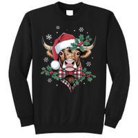 Christmas Highland Cow Buffalo Plaid Cute Moo Cow Xmas Tall Sweatshirt