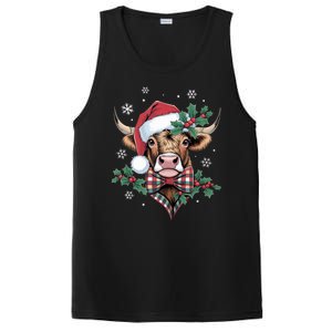 Christmas Highland Cow Buffalo Plaid Cute Moo Cow Xmas PosiCharge Competitor Tank