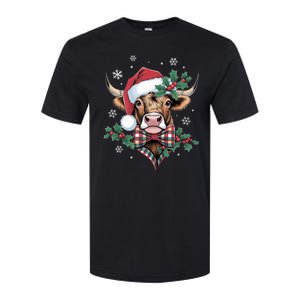 Christmas Highland Cow Buffalo Plaid Cute Moo Cow Xmas Softstyle CVC T-Shirt