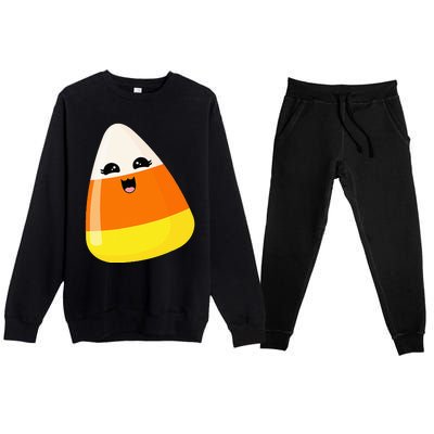 Cute Halloween Candy Corn Costume Kawaii Groovy Premium Crewneck Sweatsuit Set