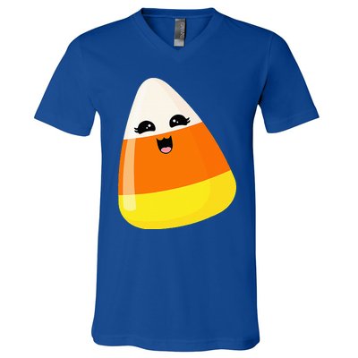 Cute Halloween Candy Corn Costume Kawaii Groovy V-Neck T-Shirt