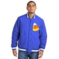 Cute Halloween Candy Corn Costume Kawaii Groovy Insulated Varsity Jacket