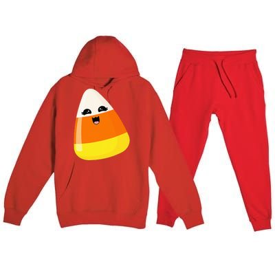 Cute Halloween Candy Corn Costume Kawaii Groovy Premium Hooded Sweatsuit Set