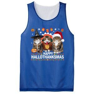 Cat Halloween Christmas Happy Hallothanksmas Thanksgiving Gift Mesh Reversible Basketball Jersey Tank