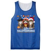 Cat Halloween Christmas Happy Hallothanksmas Thanksgiving Gift Mesh Reversible Basketball Jersey Tank