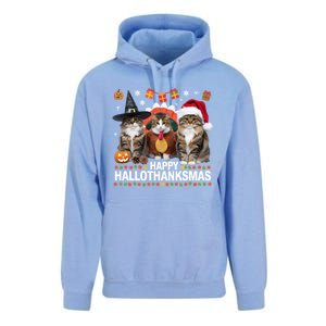 Cat Halloween Christmas Happy Hallothanksmas Thanksgiving Gift Unisex Surf Hoodie