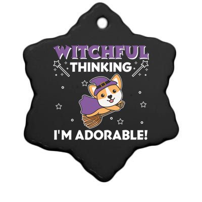 Corgi Halloween Costume Witch Witches Pun Gift Ceramic Star Ornament